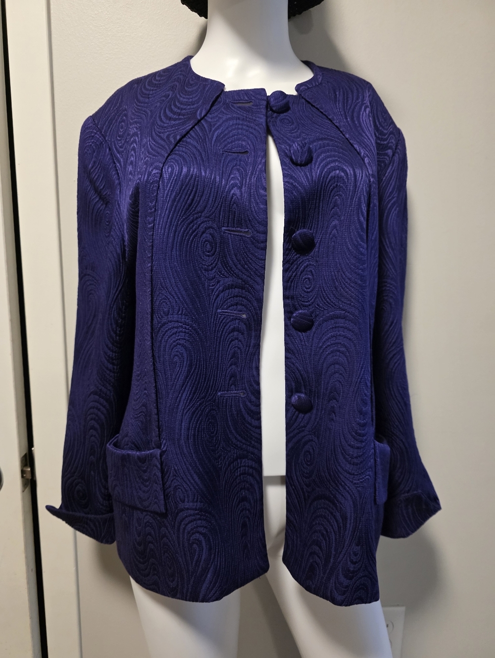 Dior Deep Purple Textured Button Jacketn Dior, Sz 14,